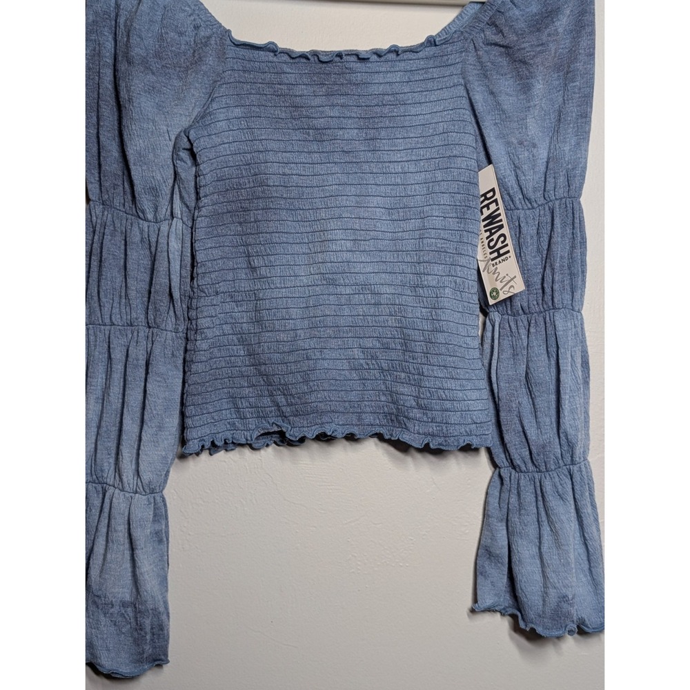 Rewash Totally Tie Dye Smocked Ruffle-Trimmed Shirt Blue Size Small ‎ NEW - Picture 3 of 5